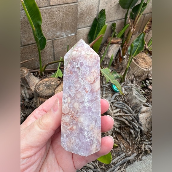 Brazilian Pink Amethyst Purple Flower Agate Tower - Picture 6 of 11